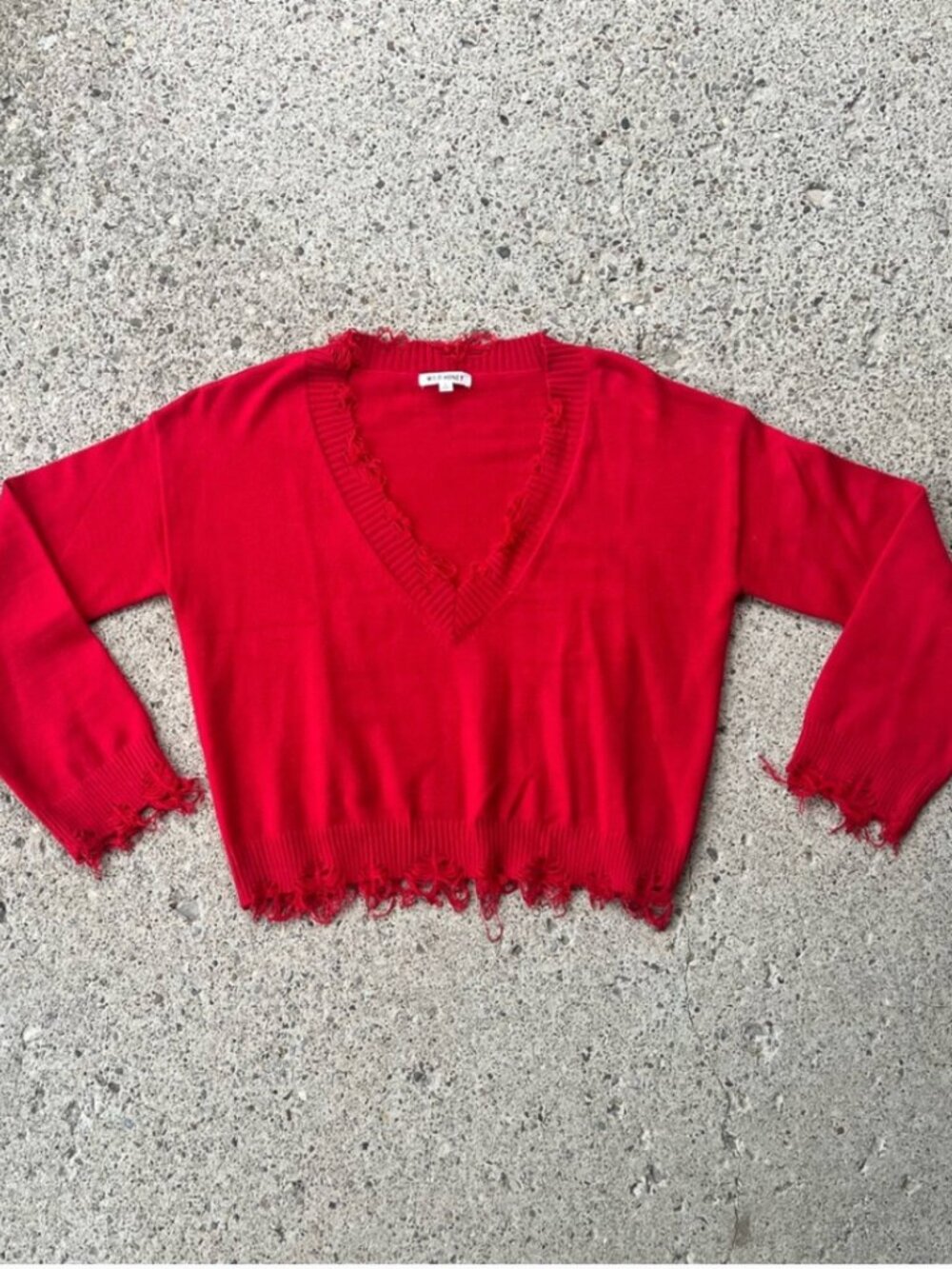 Dolls Kill Wild Honey Distressed Cropped Top V Neck Sweater